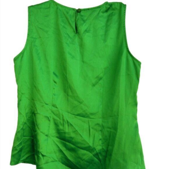 Jones New York Women's sz 10P Sleeveless Pleated Shell Top Green Relaxed Silky - Picture 3 of 6